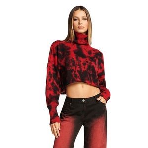 I Am Gia red and black turtle neck